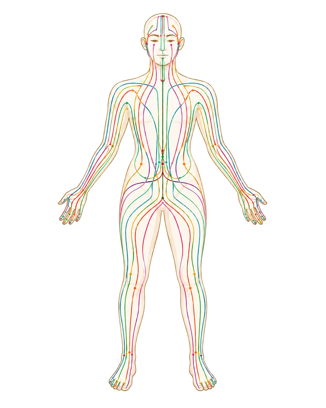 Diagram of the Sen energy lines mapped across the body in traditional Thai medicine